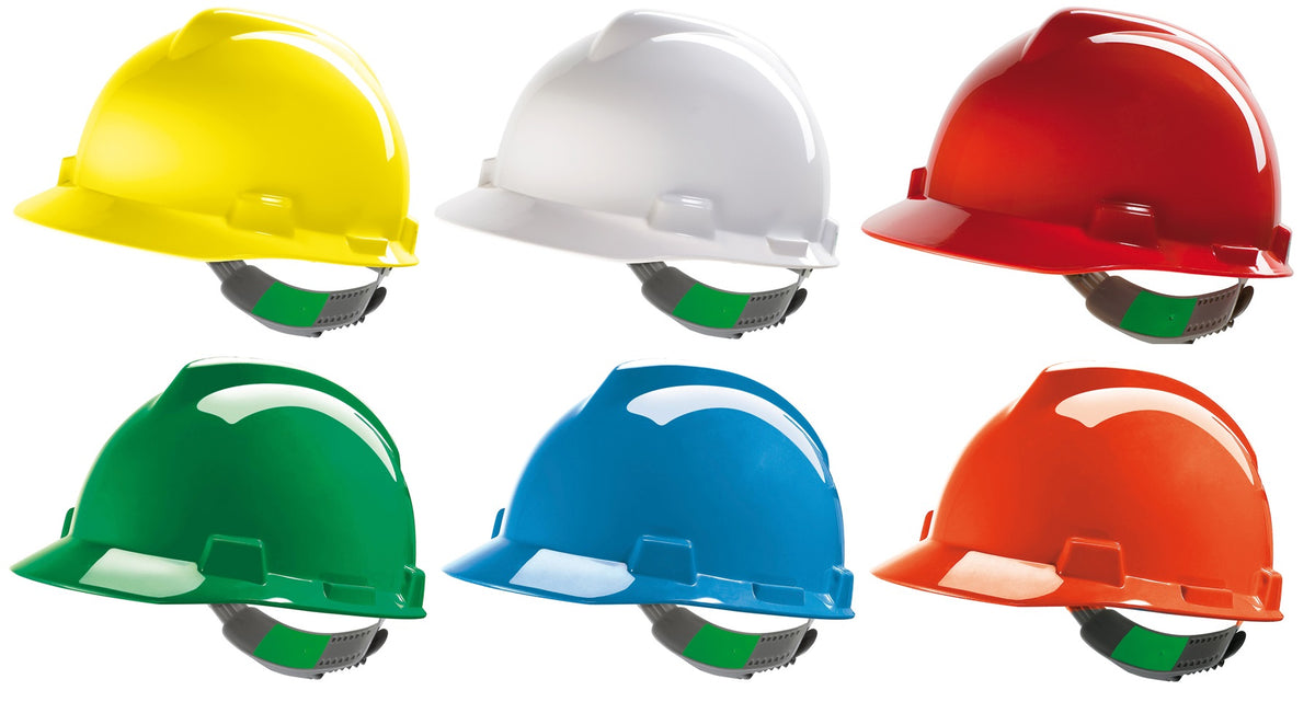 MSA V-Gard Hard Hat Safety Helmet 6 Colours with Sweatband and Slide Adjustment