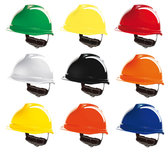 MSA V-Gard 520 Peakless Safety Helmet Hard Hat 9 Colours Ratchet Sweatband