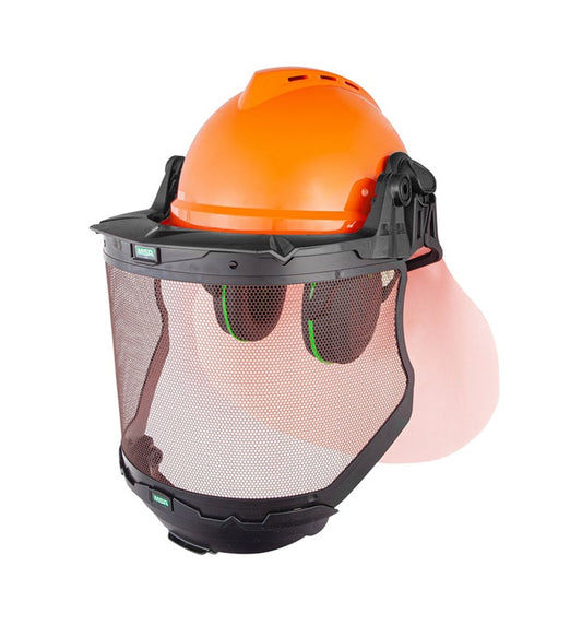 MSA Premium Forestry Safety Helmet Kit Orange with Chin Guard EN1731-F EN397
