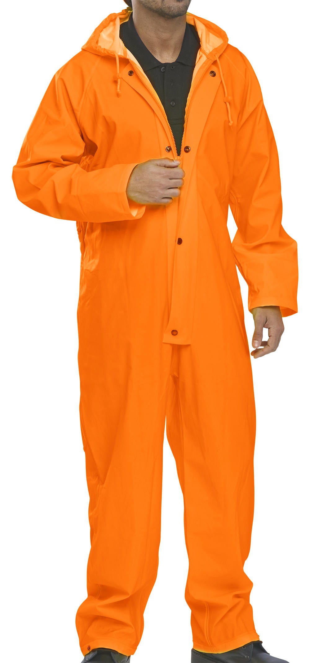 Nylon B-Dri Coverall Orange Waterproof all in one Medium-4XL NBDCOR with hood