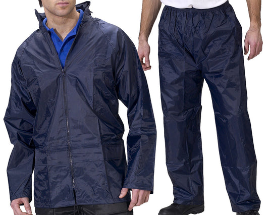 Rainsuit Waterproof Suit Jacket & Trousers Waterproofs Coveralls Small-5XL 2 Pce