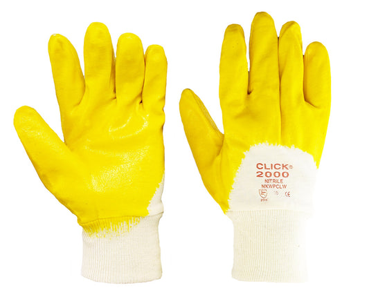 Click 2000 Nitrile Dipped Gloves Yellow 10 Pack Polycotton Liner Size 10