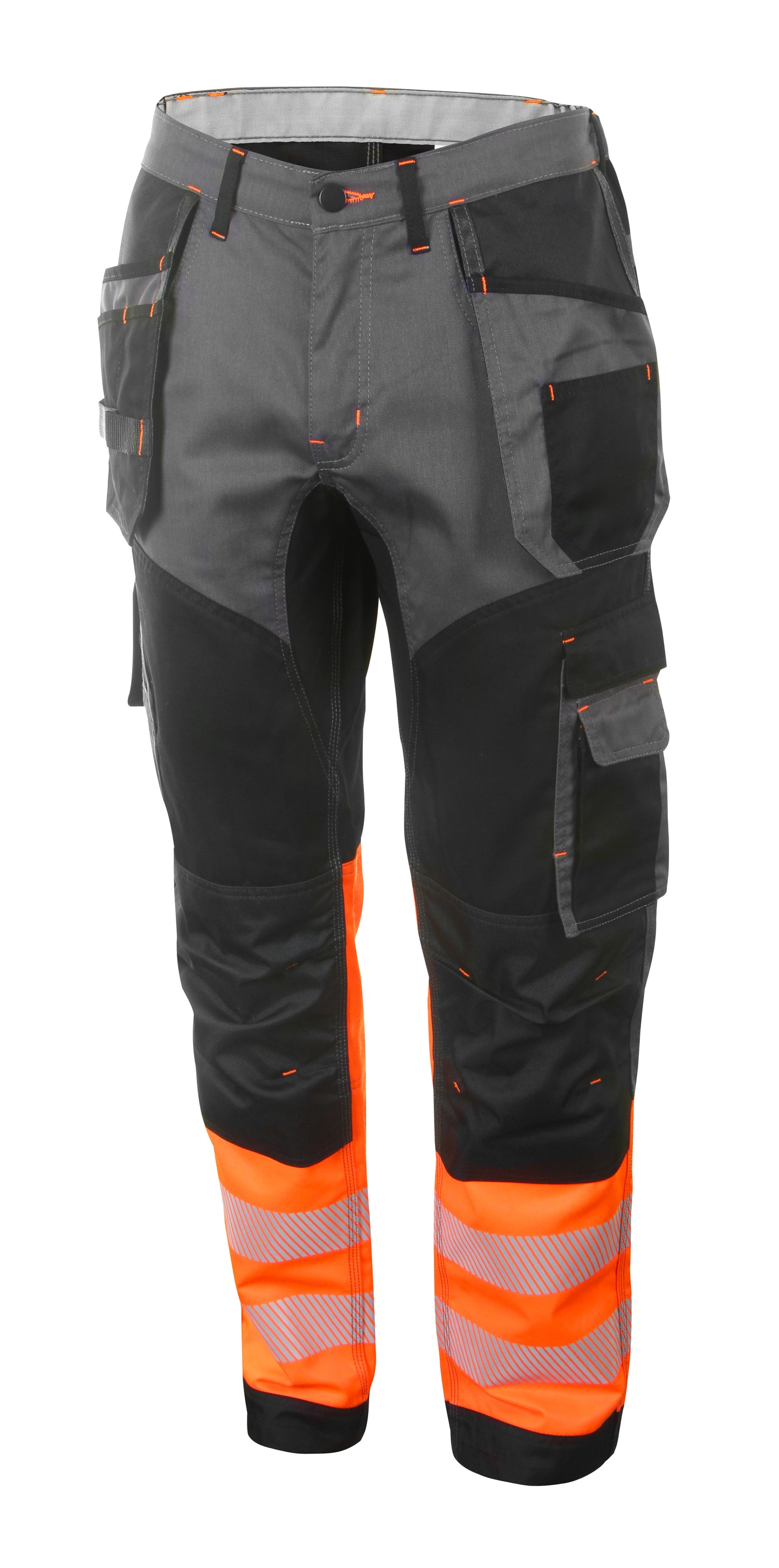 Hi Viz Work Trousers Pants Black/Orange Navy/Yellow 30-44 Short Reg Tall Leg
