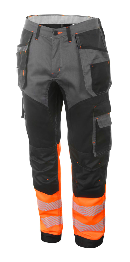 Hi Viz Work Trousers Pants Black/Orange Navy/Yellow 30-44 Short Reg Tall Leg