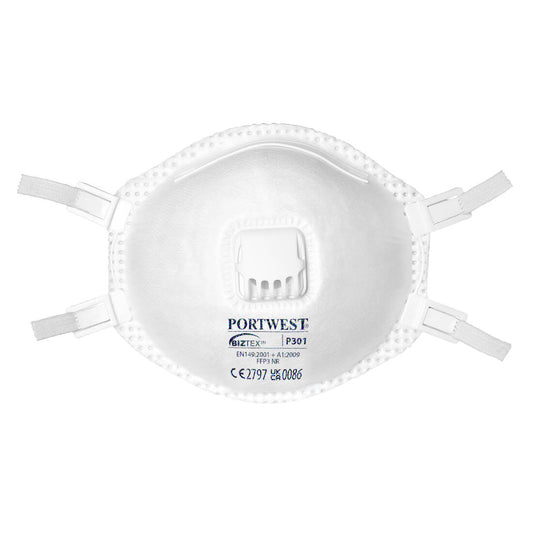 Portwest P301 P3 Disposible Mask Valved 10 Pack EN149:2001 Adjustable Straps
