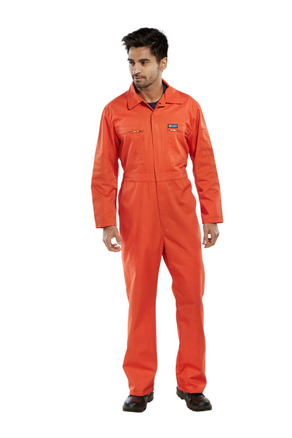 Click Polycotton Boilersuit Overalls Coverall Orange Zip Fastening 36" - 58"