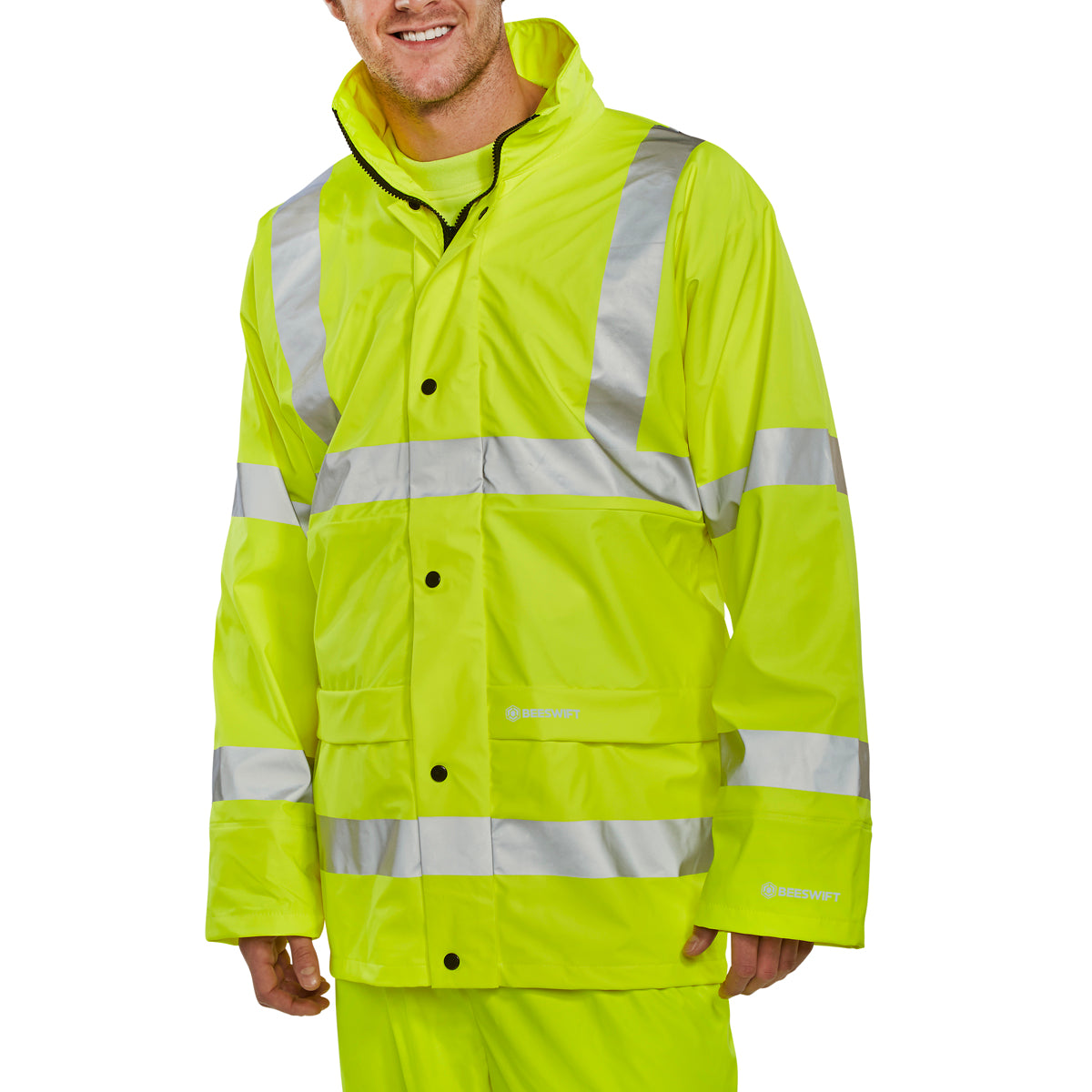 B-Seen Super B-Dri Hi Vis Waterproof Jacket Saturn Yellow