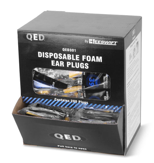 QED301 Disposable Ear Plugs in Dispenser Box Yellow Pair packs SNR39db EN352
