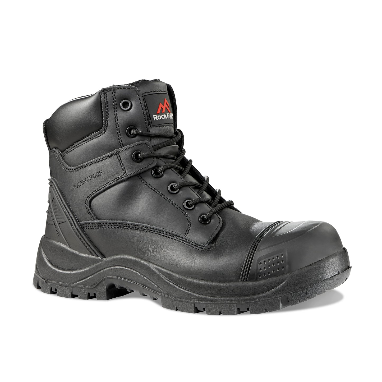 Rockfall Slate Safety Work Boots Black Leather Non Metallic Waterproof RF460 S3