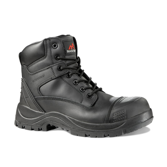 Rockfall Slate Safety Work Boots Black Leather Non Metallic Waterproof RF460 S3