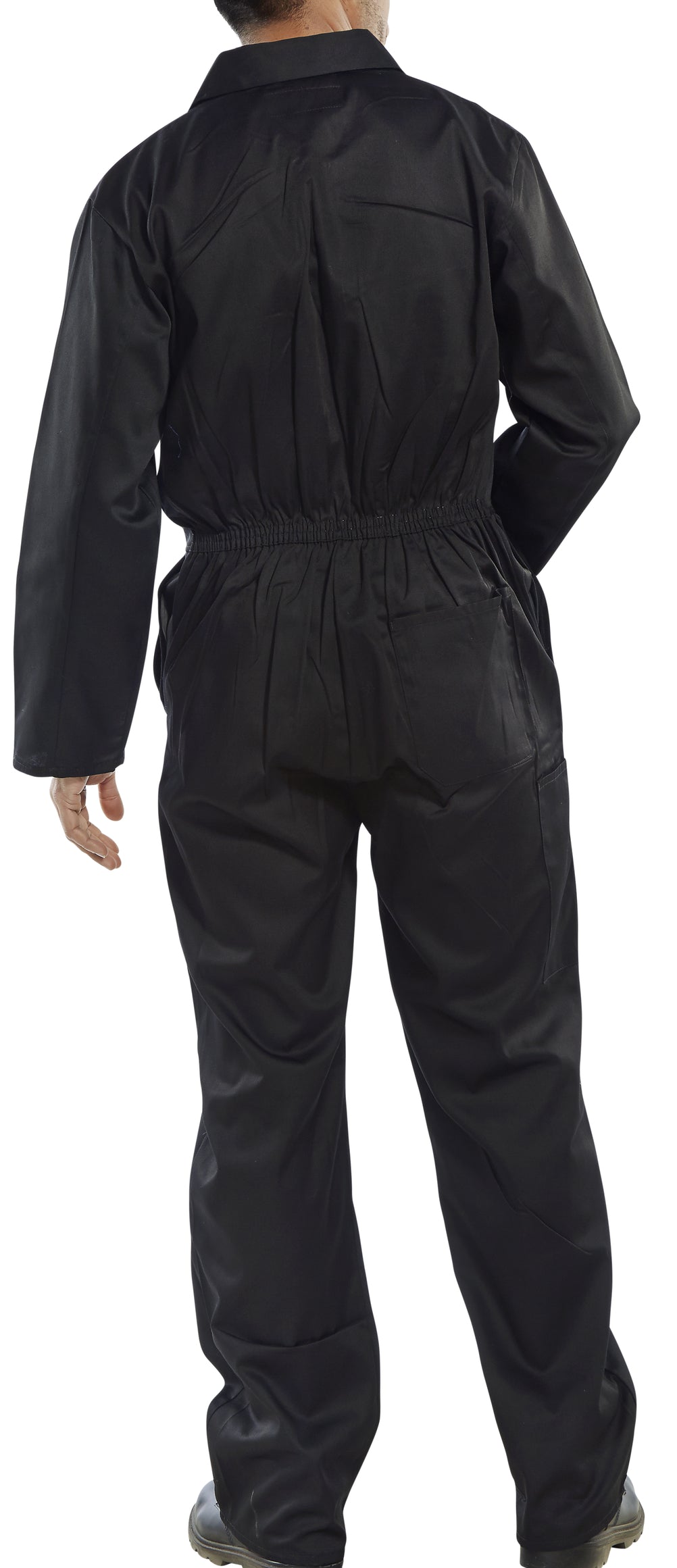Black Overalls Boilersuit Coverall Click Polycotton Stud Fastening Lightweight