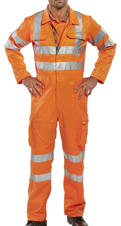 Beeswift Hi Viz Railspec Coverall Overalls Boilersuit Orange EN20471 RIS 3279 TOM