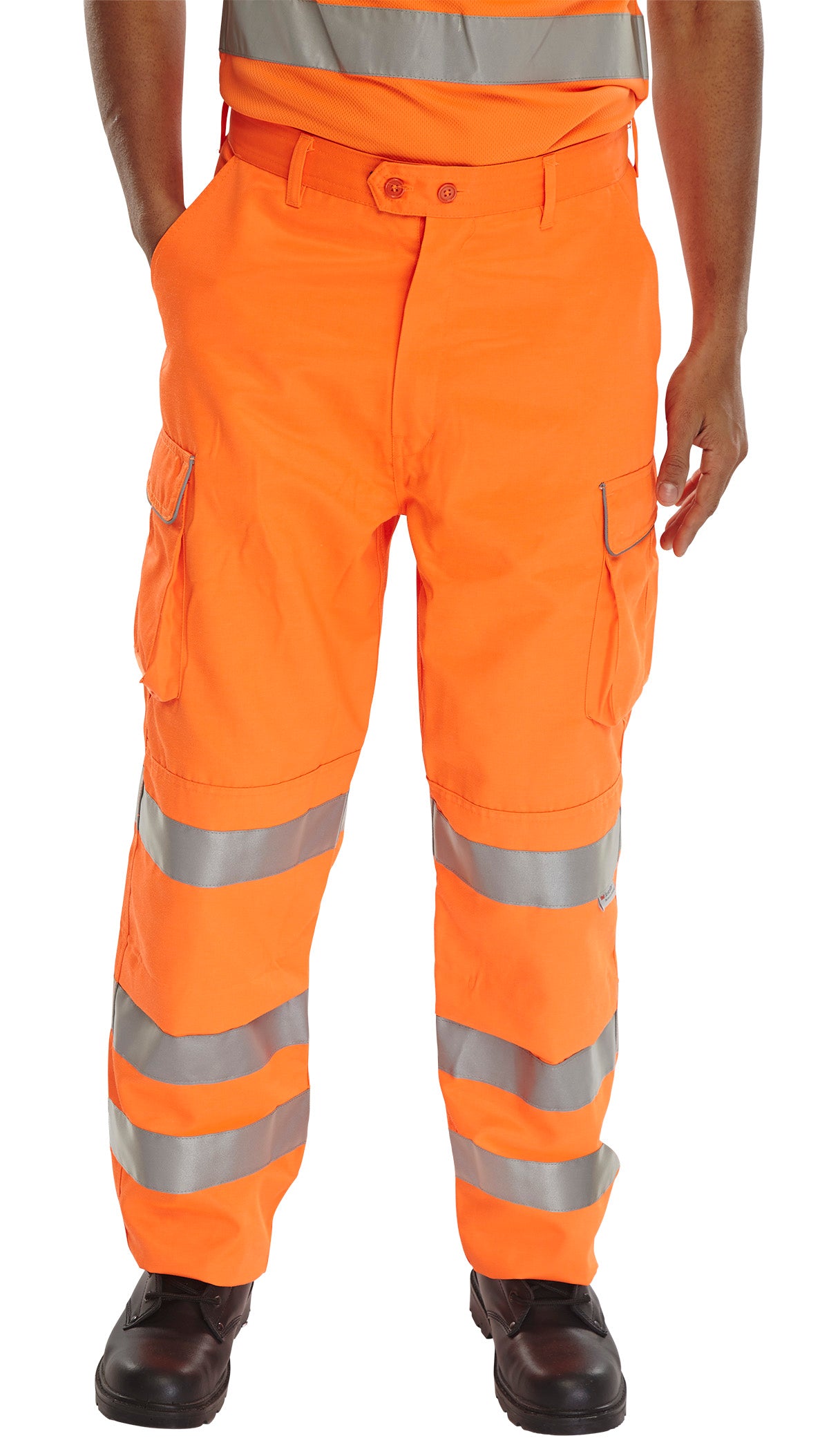 Hi Viz High Vis Trousers Orange/Yellow Work Trousers Teflon Coated RIS 3279 TOM