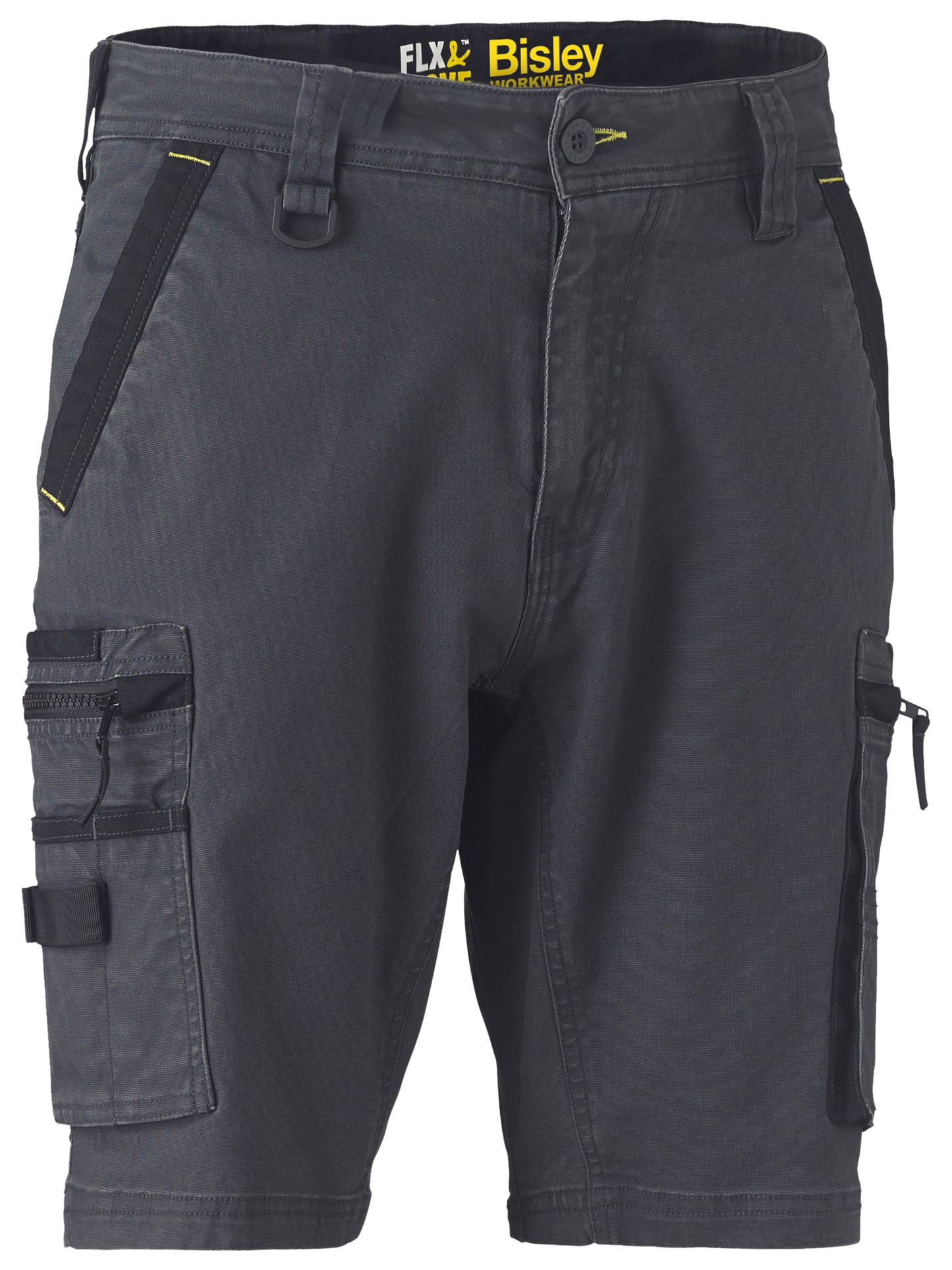 Bisley Flx & Move Stretch Utility Zip Cargo Shorts Black or Grey 30" > 40"