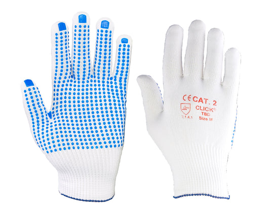 Click 2000 Tronix Nylon Glove Latex Dotted Palm, Small - XXL Grip Gloves 10 Pack
