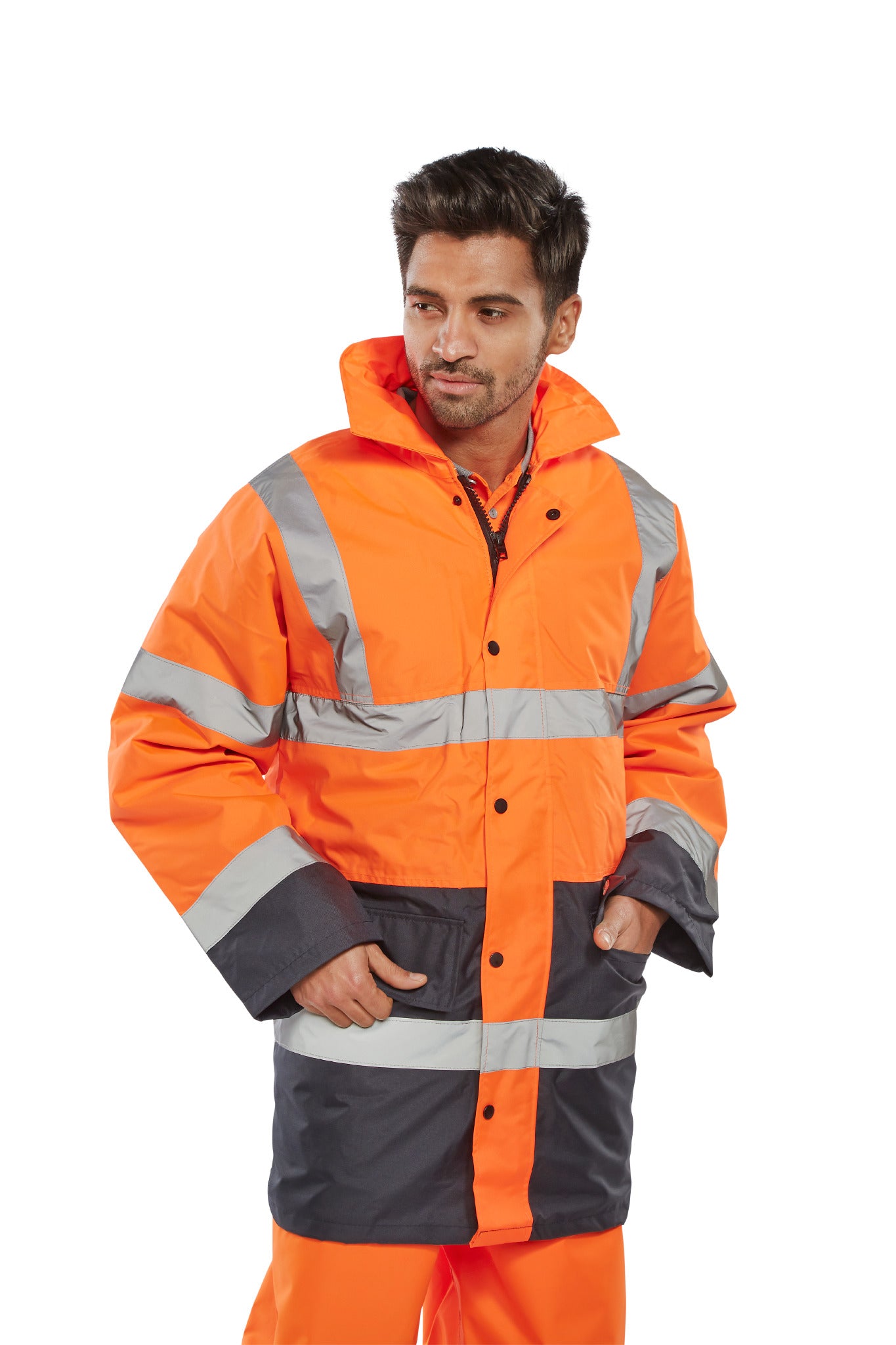 Hi Viz Jacket Coat Two Tone EN20471 Small- 5XL Orange or Yellow TJSTTENG