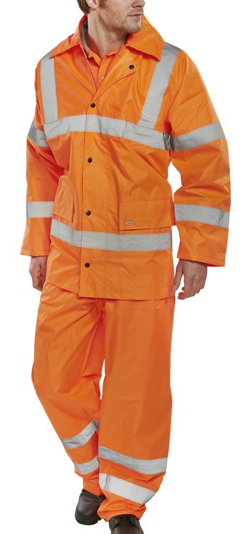 Hi Viz Waterproof Rainsuit Jacket & Trousers EN471 Orange or Yellow Small - 6XL