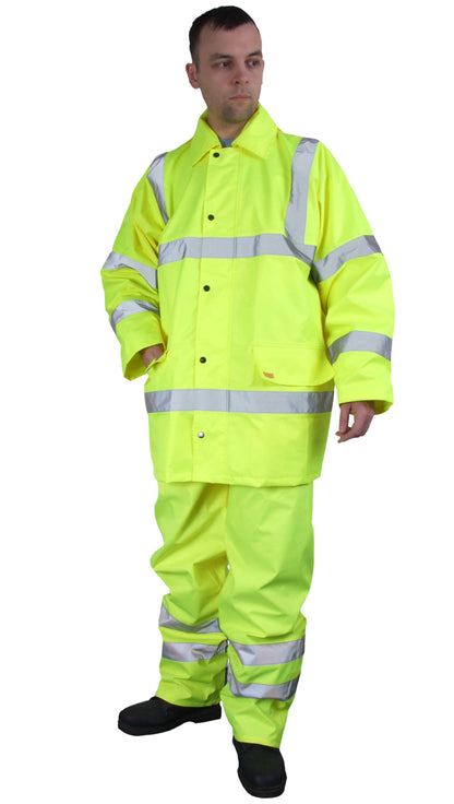 Hi Viz Waterproof Rainsuit Jacket & Trousers EN471 Orange or Yellow Small - 6XL