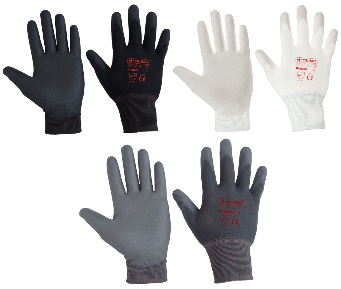 Click Beeswift PU Coated Glove, White, Grey or Black S - XL