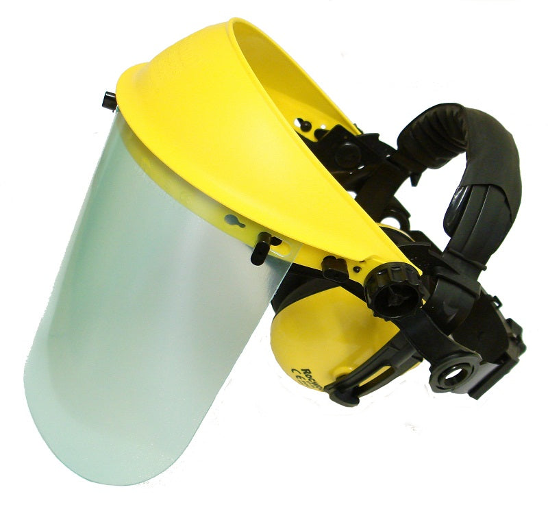 Rocwood Face Guard Visor with Ear Defenders Mesh or Poly Strimmer Brushcutter