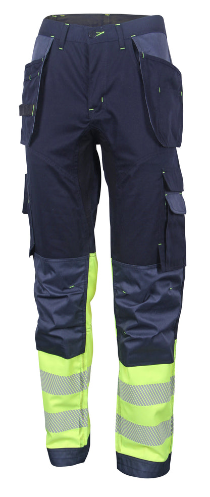 Hi Viz Work Trousers Pants Black/Orange Navy/Yellow 30-44 Short Reg Tall Leg