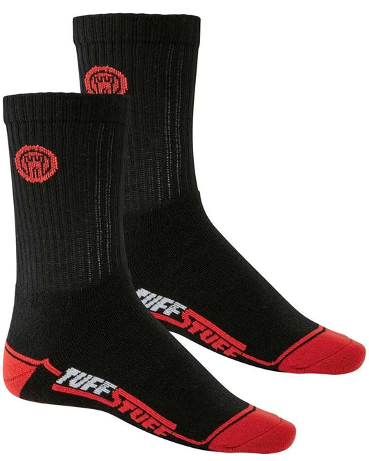 Tuffstuff Boot Socks 2 Pair Pack Size UK 6 -11 Black/Red
